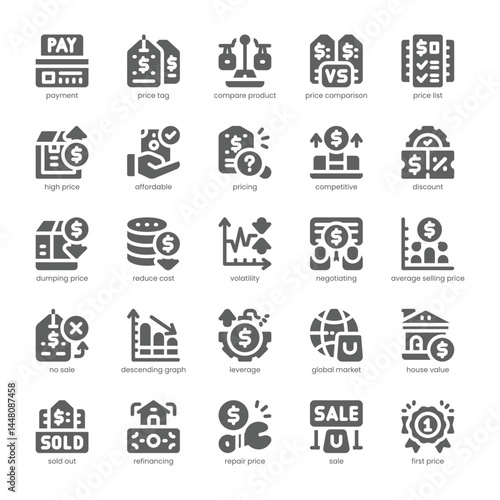 Price Comparison Icon pack for your website, mobile, presentation, and logo design. Price Comparison Icon solid design. Vector graphics illustration and editable stroke.