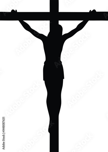 Powerful silhouette religious Cross illustration for spiritual art icon vector. silhouette, body, cross, woman, illustration.