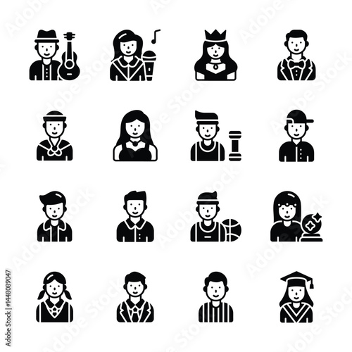 Modern bundle of glyph icon denoting citizens and professional avatars