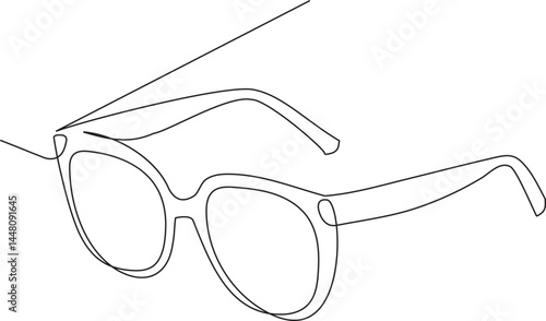 Sun glass continuous one line drawing outline. Vector illustration