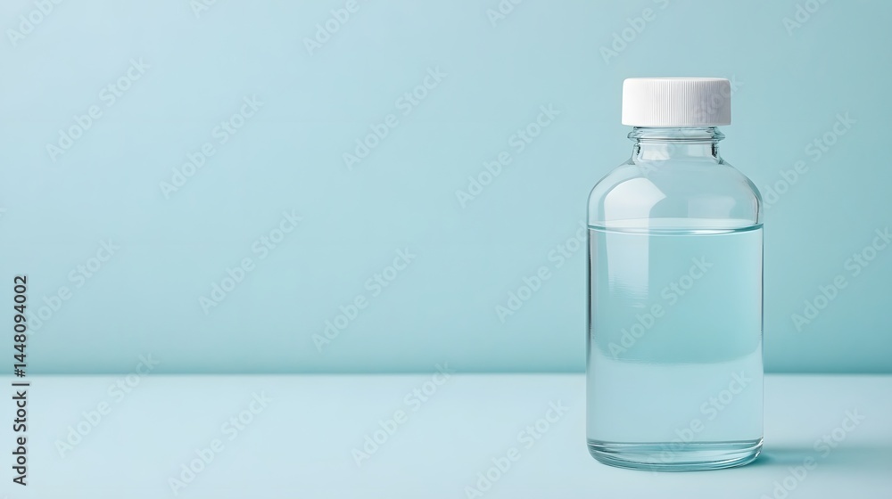A simple bottle of clear water against a minimal background. A simple bottle of clear water against a minimal background.