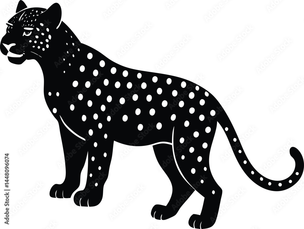 Fototapeta premium Snow Leopard on a mountain silhouette