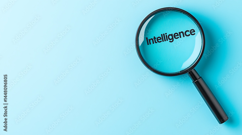 A magnifying glass focuses on the word A magnifying glass focuses on the word