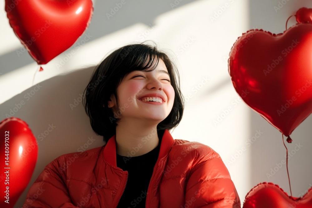 Dazzling bold image of gorgeous loving latin youth girl - commercial digital ads concept visual layout. Valentine's day greeting from woman or for woman. Couple love. Couple enjoying love.