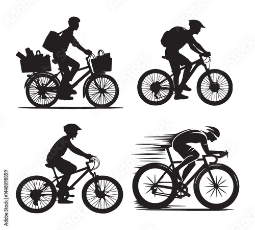 A Man Riding a Bike in Silhouette