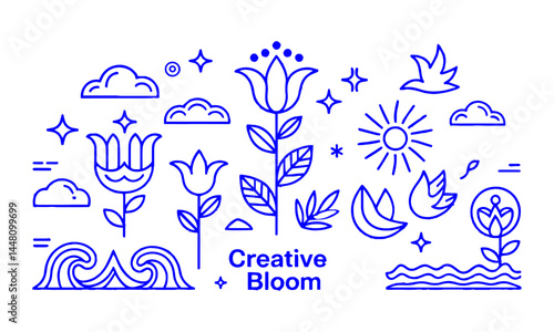 A modern vector illustration set of minimalist abstract icons and design elements, easily editable.