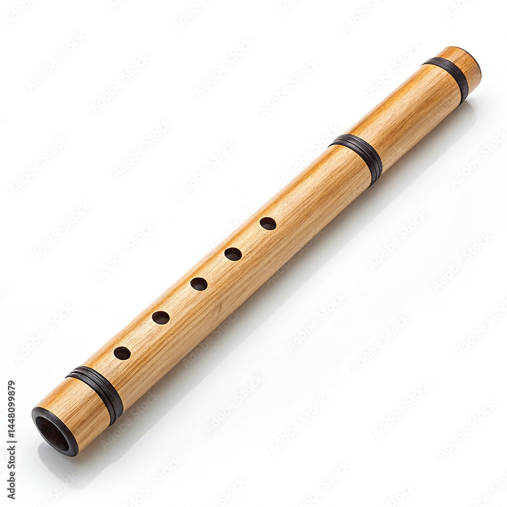 Shakuhachi flute on white background Shakuhachi flute on white background