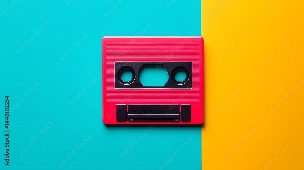 Fototapeta premium Retro cassette tape against a vibrant background