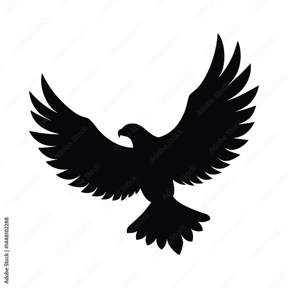 Eagle Silhouette Soaring Wings Vector Illustration Bird Of Prey Simple Design Template Eagle Silhouette Soaring Wings Vector Illustration Bird Of Prey Simple Design Template