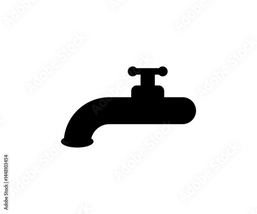 Silhouette of Water Tap Faucet Vector Illustration
