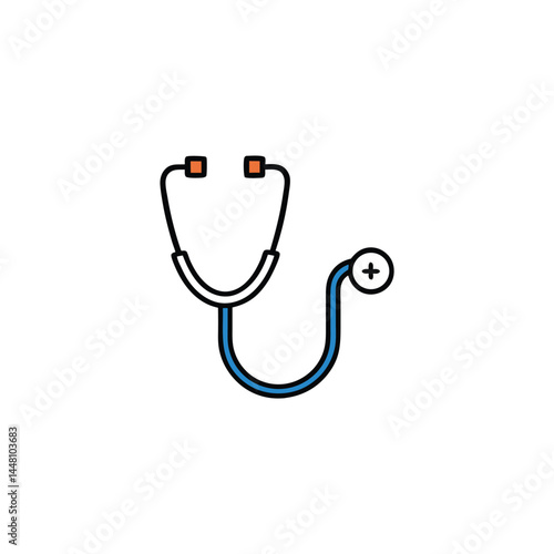 Heartbeat Line With Stethoscope Flat Design