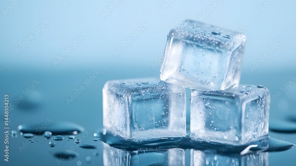 Close-up of melting ice cubes on a reflective surface Close-up of melting ice cubes on a reflective surface