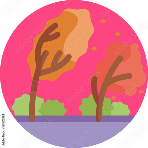 A swirling gust of air, symbolizing the cool, crisp winds that often accompany autumn weather.