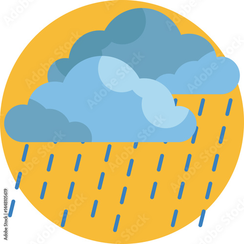 A symbol representing rainfall during autumn, with droplets falling from clouds.
