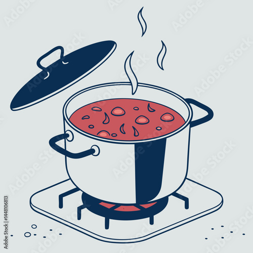 illustration of a pot with red caviar