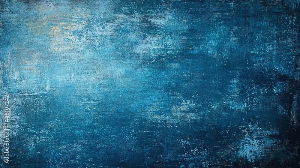 Obraz premium Abstract painting with blue shades and light-yellow texture in upper right corner.
