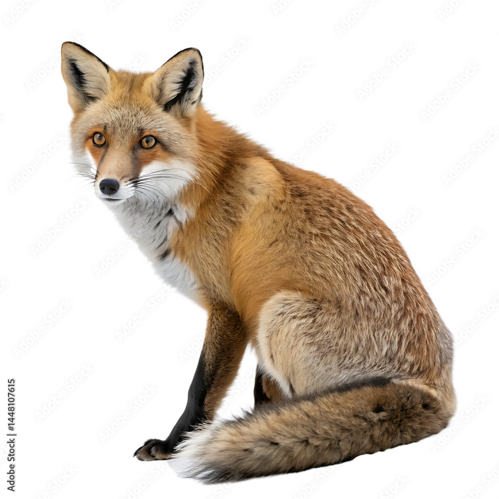 Fox sitting isolated on a transparent background Fox sitting isolated on a transparent background