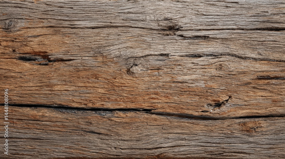 Naklejka premium Close-up view of rustic wooden texture with natural grain patterns.
