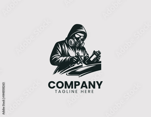 Car Painter Spraying Paint Vector Logo 