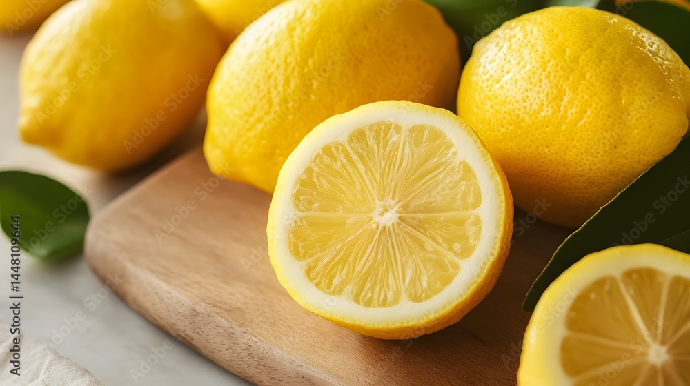 Fresh lemons with vibrant color and texture Fresh lemons with vibrant color and texture