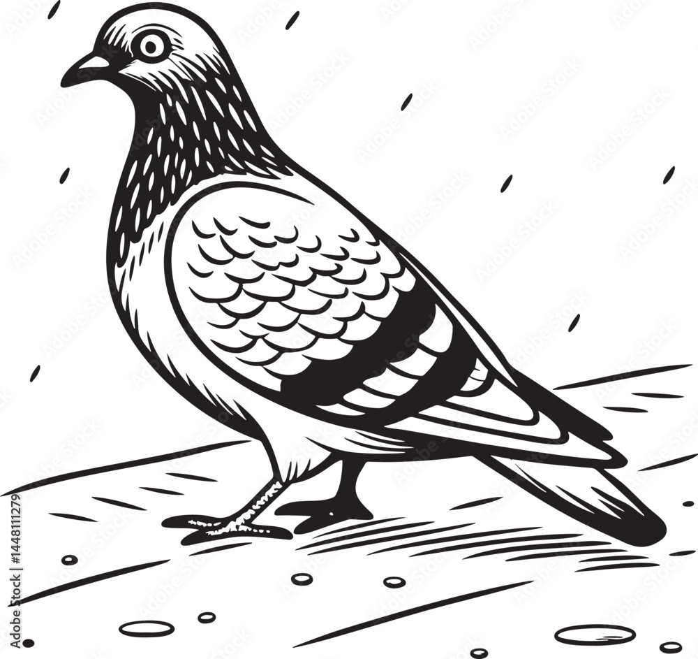 Obraz premium Tooth-Billed Pigeon bird silhouette vector illustration