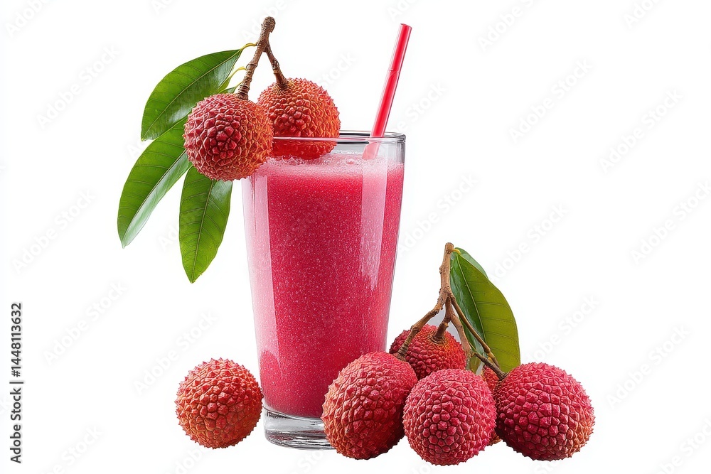 Isolated lychee smoothie on white background with cutout Isolated lychee smoothie on white background with cutout