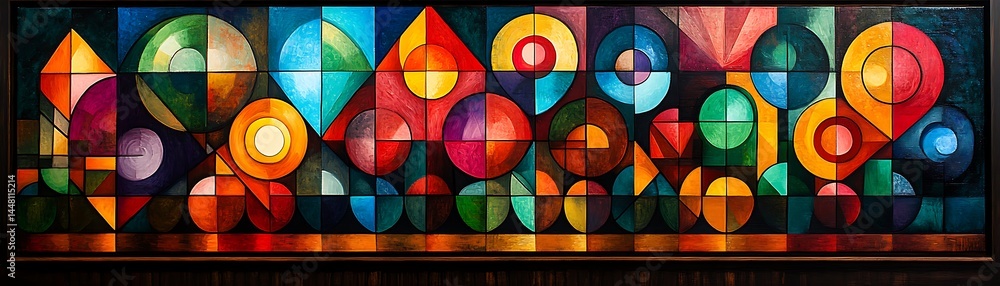 Fototapeta premium Vibrant geometric composition of shapes and colors.