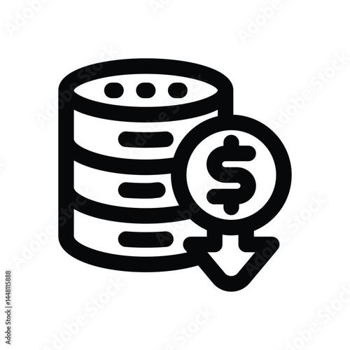 reduce cost line icon. Clean and minimalist vector icon for websites, mobile apps, presentations, and logos. Fully scalable and customizable for any project.