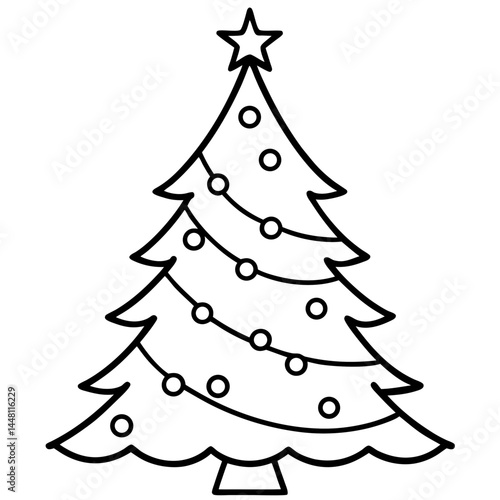 Glowing Christmas Tree Vector on White