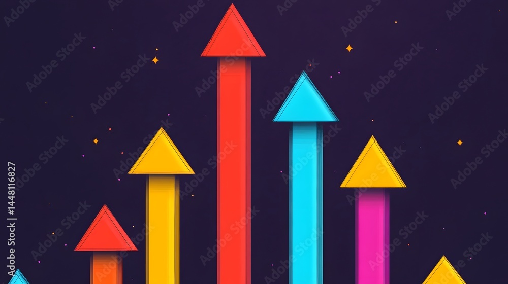 Upward-pointing arrows symbolizing corporate growth and success