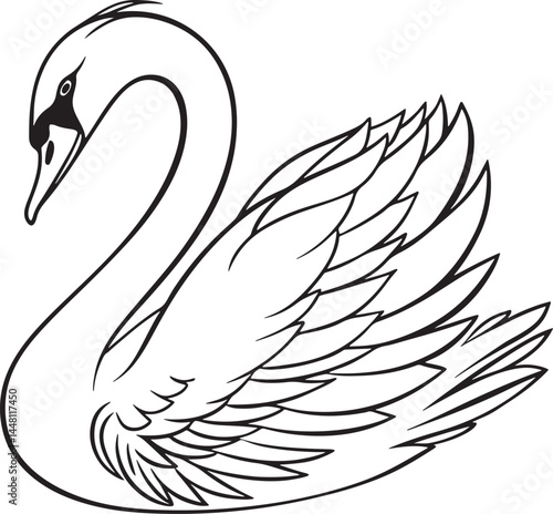 tundra swan bird silhouette vector illustration