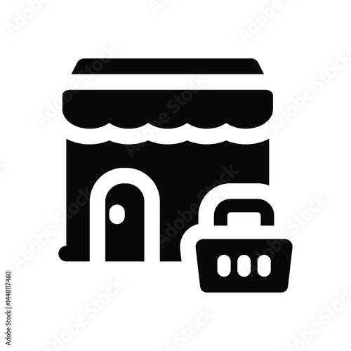 store glyph icon. Strong and solid vector icon for websites, mobile interfaces, presentations, and visual branding. High quality and easy to edit.
