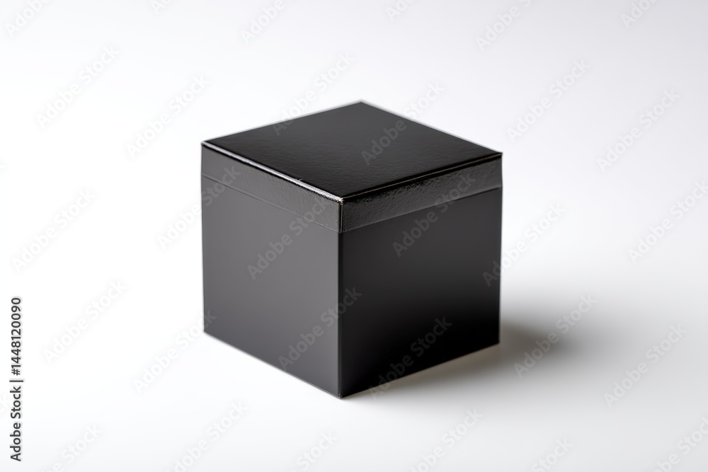 Sleek black box with a glossy finish on a white background. Sleek black box with a glossy finish on a white background.