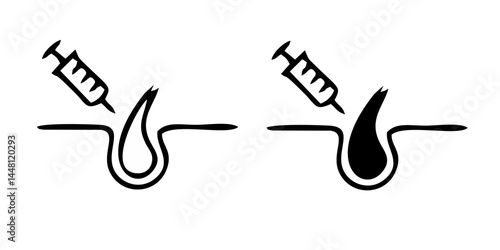 Hair Beauty Care Line Icons. Hair Care and Loss Problem. Treatment and Problem of Hair. Cosmetic 