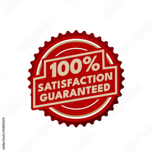 100% Satisfaction Guaranteed – red vintage sticker, retro badge – vector illustration