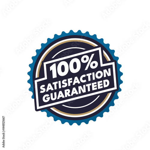 100% Satisfaction Guaranteed – navy blue vintage sticker, retro badge – vector illustration sa