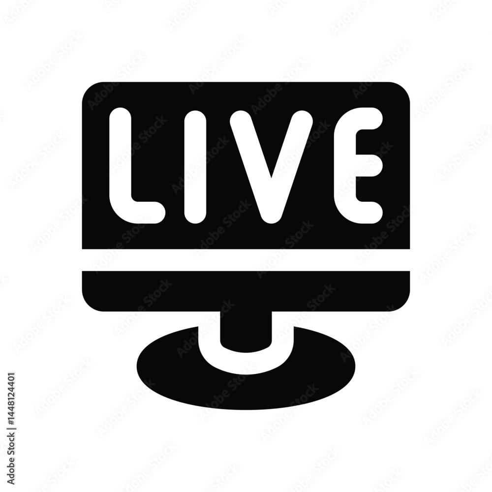 live streaming glyph icon. Strong and solid vector icon for websites, mobile interfaces, presentations, and visual branding. High quality and easy to edit. live streaming glyph icon. Strong and solid vector icon for websites, mobile interfaces, presentations, and visual branding. High quality and easy to edit.