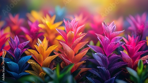 Close-up of colorful bromeliaceae plants