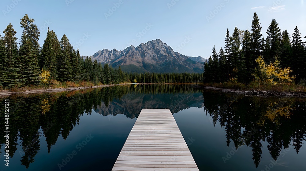 Serene Mountain Lake Reflection Calm Autumn Escape. Serene Mountain Lake Reflection Calm Autumn Escape.
