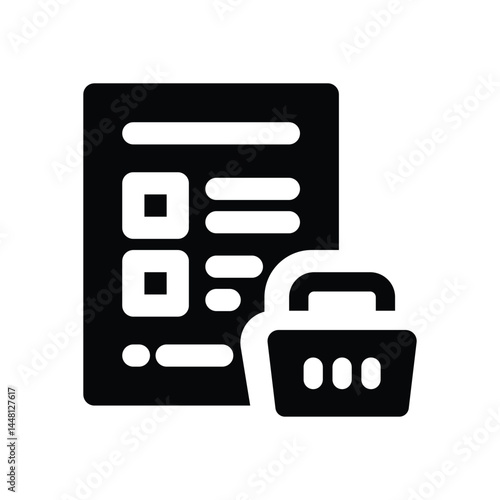 shopping list glyph icon. Strong and solid vector icon for websites, mobile interfaces, presentations, and visual branding. High quality and easy to edit.