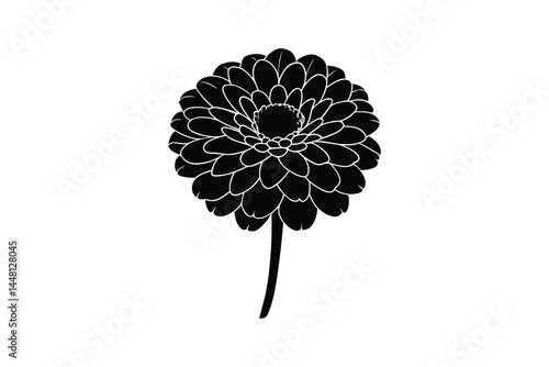 Billede på lærred Silhouette art illustration of a zinnia flower.eps