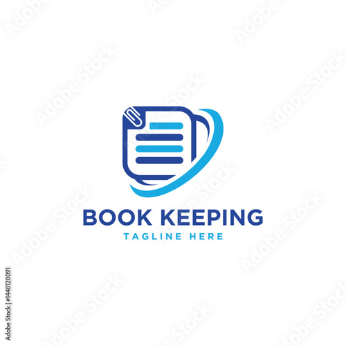 Book keeping business company finance accounting logo design modern minimal document concept