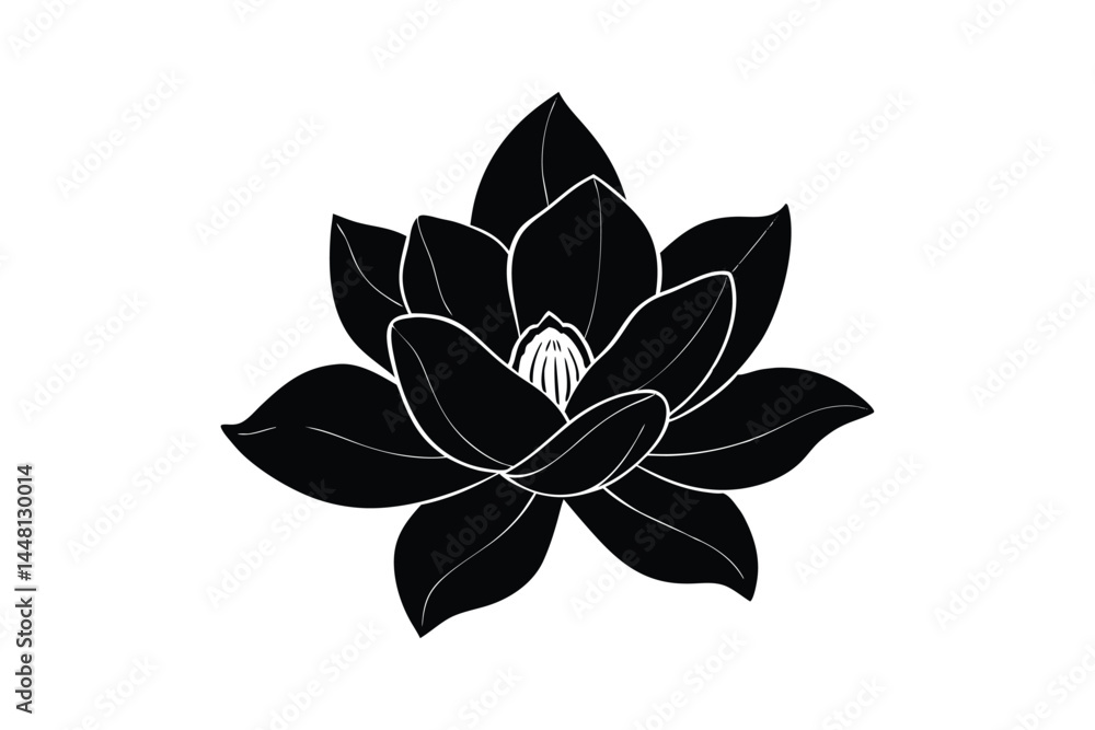 Obraz premium Silhouette art illustration of a magnolia flower.eps