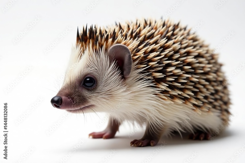 Close-up of a hedgehog's quills, alone on stark white , hedgehog detail, brown quills Close-up of a hedgehog's quills, alone on stark white , hedgehog detail, brown quills