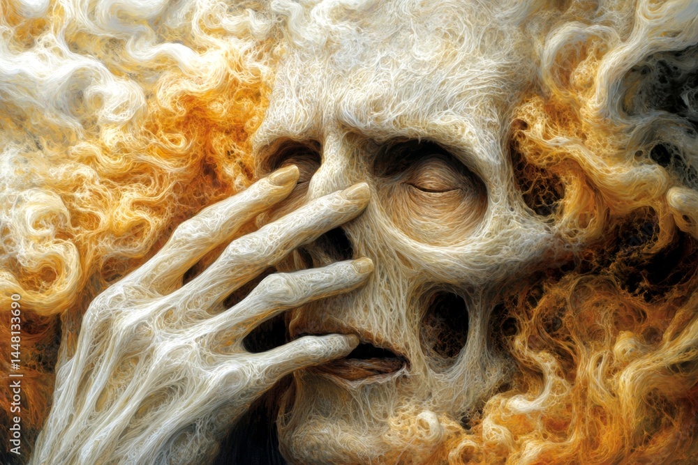 Age-related illness. Metaphorical osteoporosis physical senses, of a growing old. Growing old. Osteoporosis - concern in old age: abstract image of physical state. Senior life. Elderly suppo.