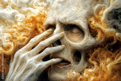 Obraz na płótnie Age-related illness. Metaphorical osteoporosis physical senses, of a growing old. Growing old. Osteoporosis - concern in old age: abstract image of physical state. Senior life. Elderly suppo. w salonie