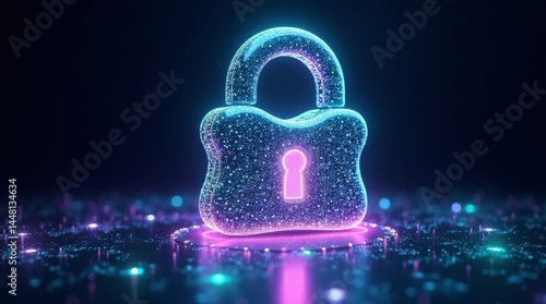 A highly detailed, vibrant, and exaggerated 3D illustration of a cybersecurity concept, featuring a large, ornate lock constructed from intricate, swirling patterns of digital codes