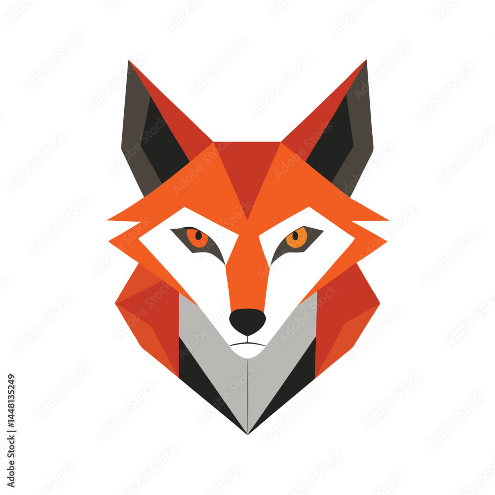 Obraz premium Abstract Fox Head with Sharp Ears for Cleverness and Agility