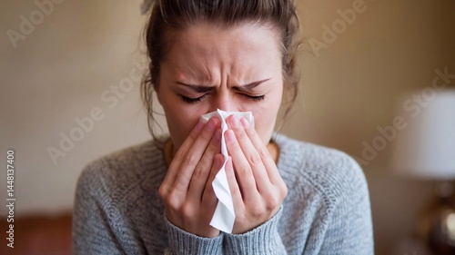 Young woman having a cold
