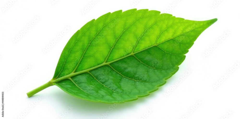 Fototapeta premium A single leaf with intricate veins isolated against a pure white, , vein, leaf